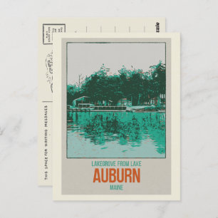 Auburn Maine USA Lakegrove illustration Postcard