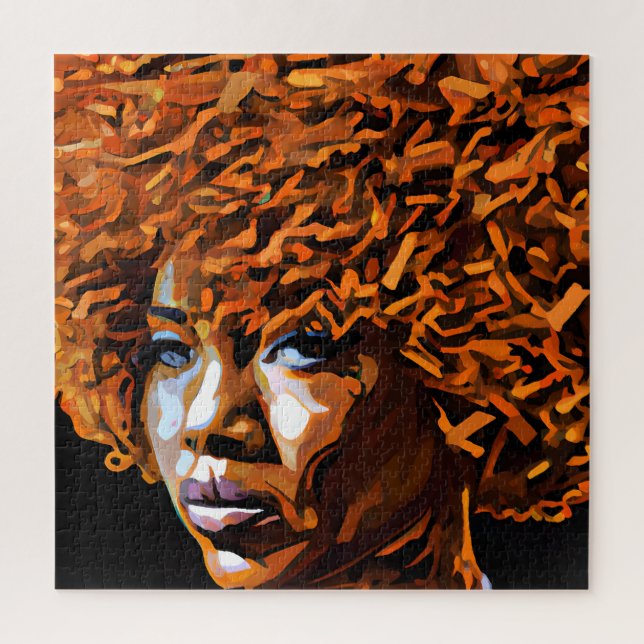 Auburn Queen Orange Brown Hair Black Melanin Afro Jigsaw Puzzle (Vertical)