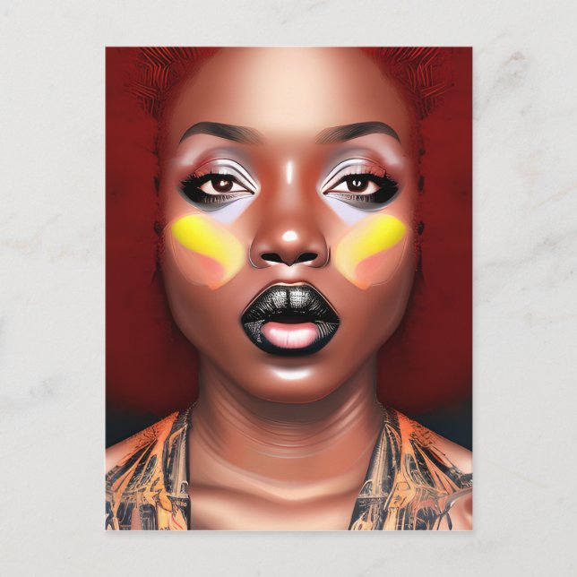 Auburn Queen Orange Brown Hair Black Melanin Afro Postcard (Front)