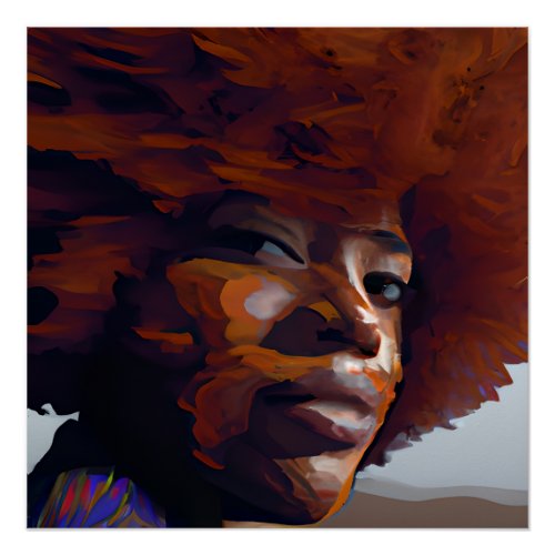 Auburn Queen Orange Brown Hair Black Melanin Afro Poster