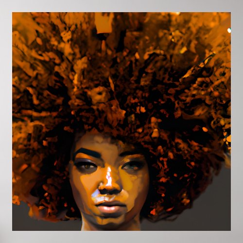 Auburn Queen Orange Brown Hair Black Melanin Afro Poster