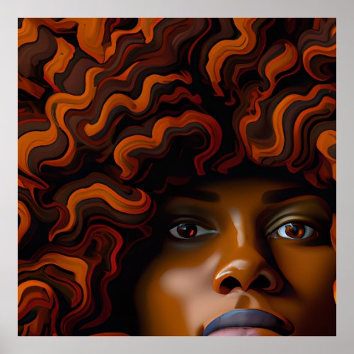 Auburn Queen Orange Brown Hair Black Melanin Afro Poster