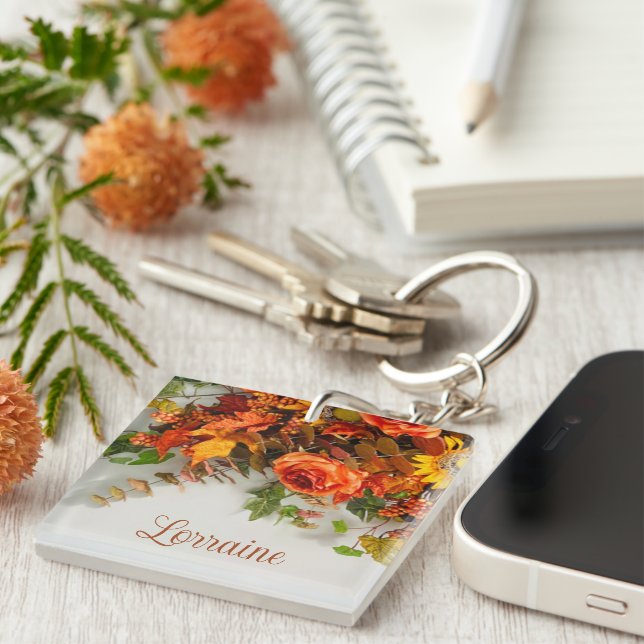 Auburn Thankfulness Floral Keychain (Front Right)