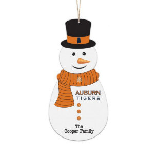 Auburn Tigers Small Snowman Christmas Ornament