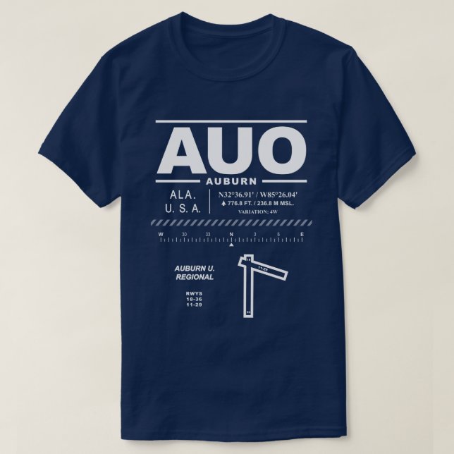Auburn U. Regional Airport AUO T-Shirt (Design Front)