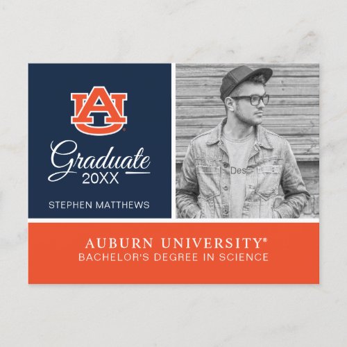 Auburn University  Graduation Announcement Postcard