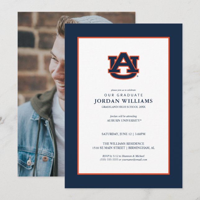 Auburn University Graduation | Auburn Tigers Announcement (Front/Back)