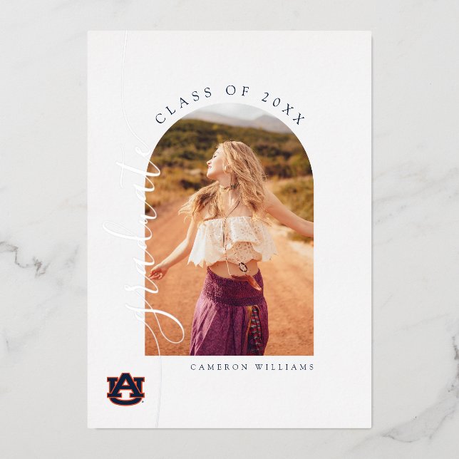 Auburn University Graduation | Auburn Tigers Foil Invitation (Front)