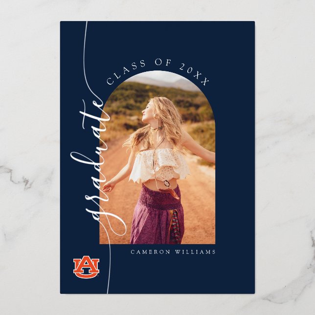 Auburn University Graduation – Auburn Tigers Foil Invitation (Front)