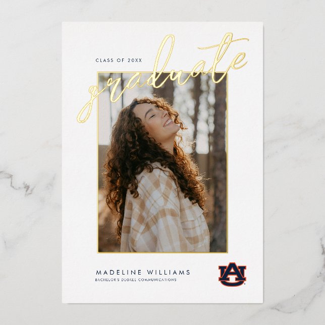Auburn University Graduation | Auburn Tigers Foil Invitation (Front)