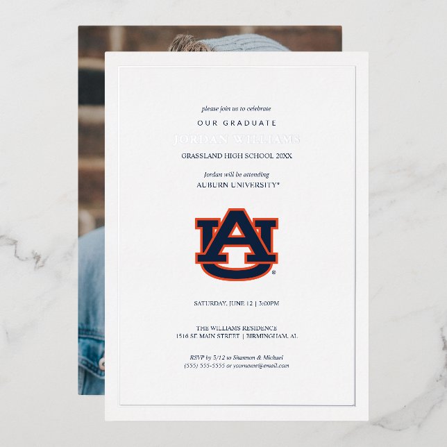 Auburn University Graduation | Auburn Tigers Foil Invitation (Front/Back)