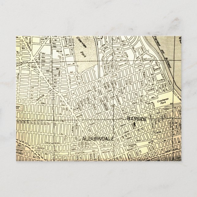 Auburndale, Queens, NY Vintage Map Postcard (Front)