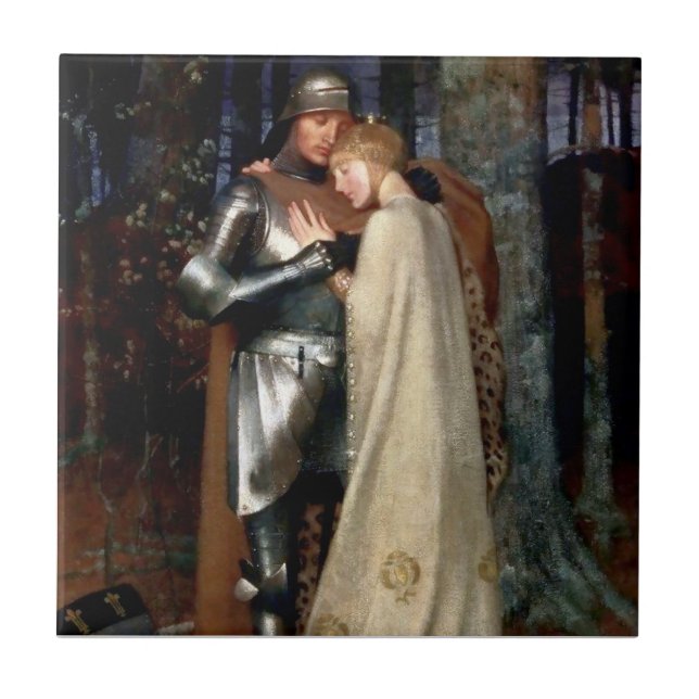 Aucassin and Nicolette Medieval Painting by Marian Ceramic Tile (Front)