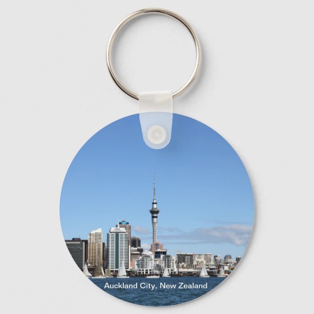 Auckland City, New Zealand by Day Keychain (Front)