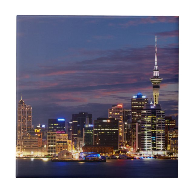 Auckland City Skyline Ceramic Tile (Front)