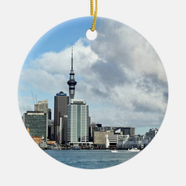 Auckland Cityscape Ceramic Ornament (Front)