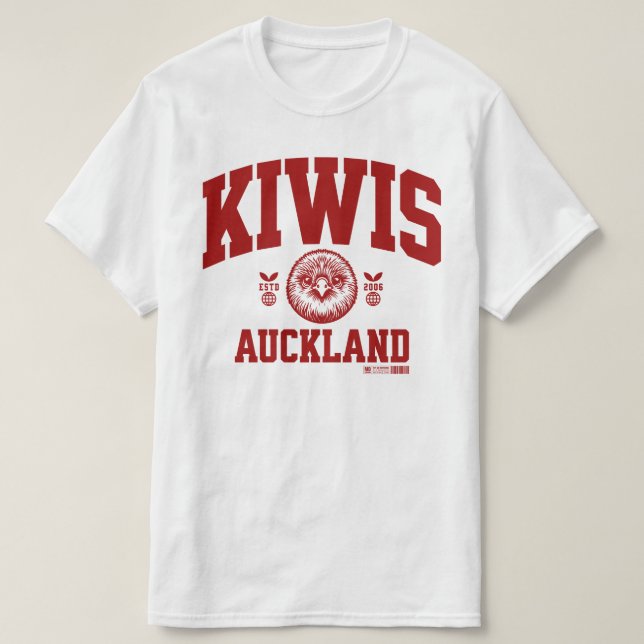 Auckland Kiwis - Vintage Style Red T-Shirt (Design Front)