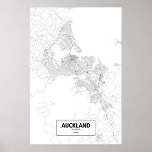 Auckland, New Zealand (black on white) Poster