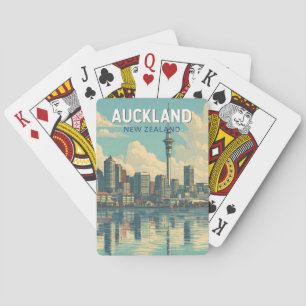 Auckland New Zealand Illustration Travel Art Retro Poker Cards