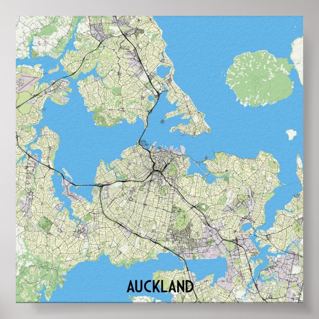 Auckland, New Zealand map Poster (Front)