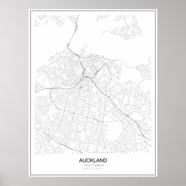 Auckland, New Zealand Minimalist Map Poster (Front)