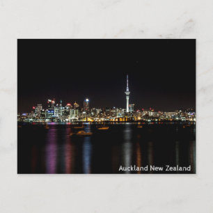 Auckland New Zealand Night Skyline Postcard