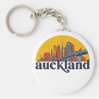 Auckland New Zealand Retro City Skyline Cityscape
