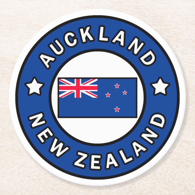 Auckland New Zealand Round Paper Coaster (Front)