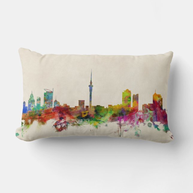 Auckland New Zealand Skyline Lumbar Pillow (Front)