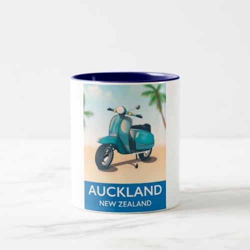 Auckland new zealand travel poster Two_Tone coffee mug