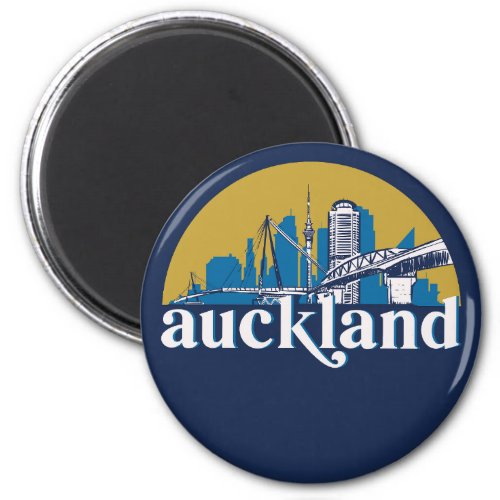 Auckland New Zealand Vintage City Skyline Magnet