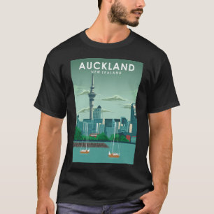 Auckland New Zealand Vintage Minimal Retro Travel T-Shirt