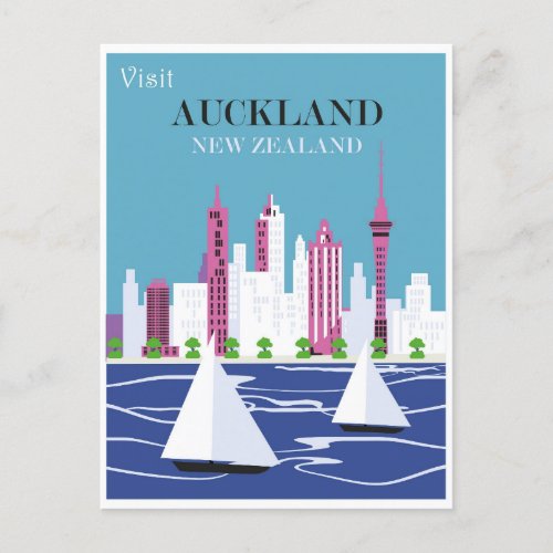 Auckland New Zealand Vintage Travel Postcard