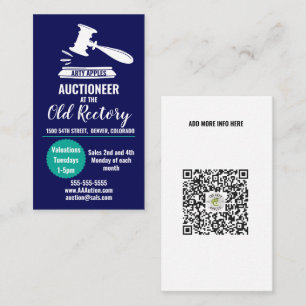 Auction auctioneer house sales gavel valuation day business card