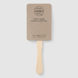 Auction Paddle Charity Event Rustic Kraft Logo Hand Fan