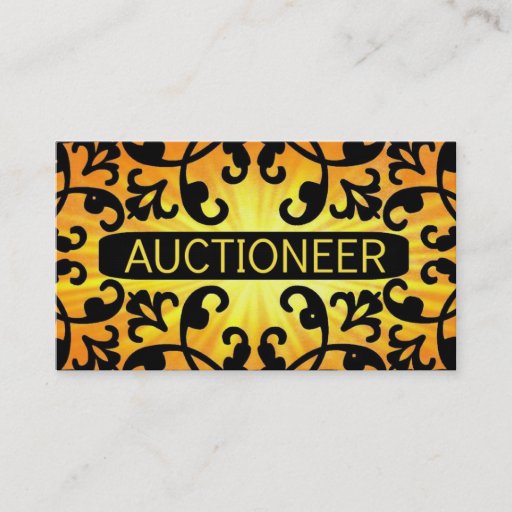 Customizable Auctioneer Sunshine Damask Business Card