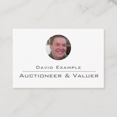 Auctioneer  Valuer with Photo of Holder Business Card