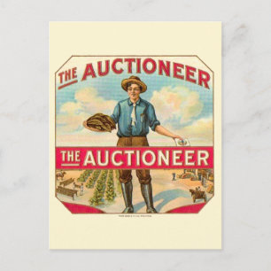 Auctioneer Vintage Cigar Label Auction Postcard