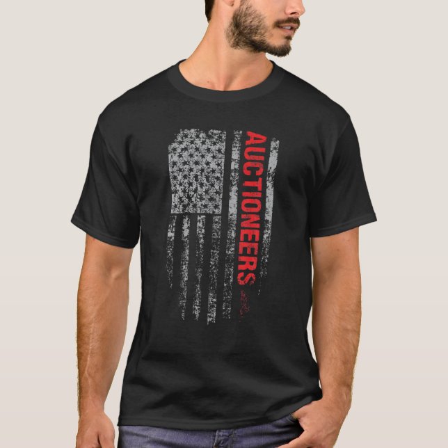 Auctioneers USA Flag Profession Vintage Auctioneer T-Shirt (Front)