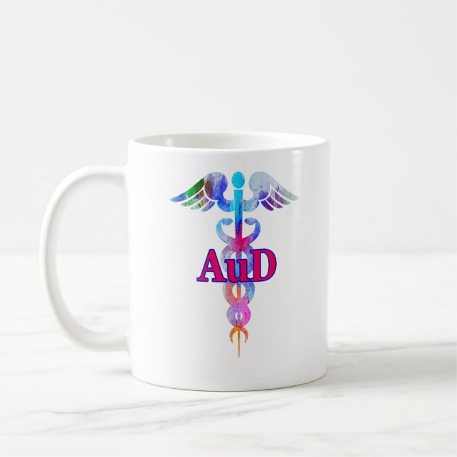 AuD Caduceus Audiology Hearing Doctor Audiologists Coffee Mug (Left)