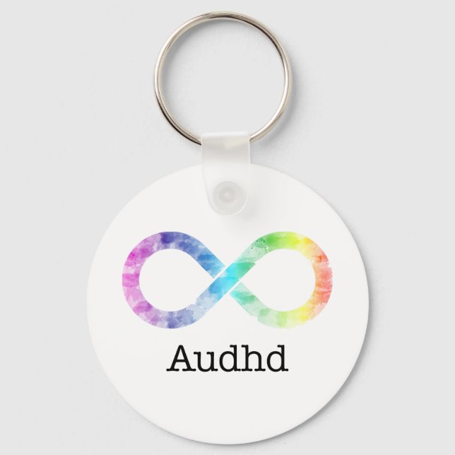 Audhd (adhd and autistic) neurodiversity keychain (Front)