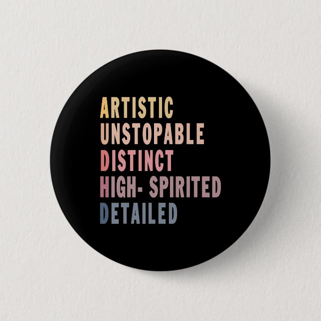 Audhd Autism Adhd Autistic Spectrum Neurodiversity Button (Front)