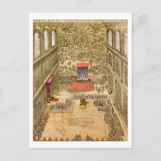 Audience Chapel at the Vatican (colour engraving) Postcard (Front)