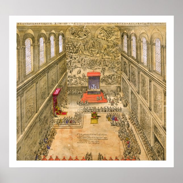 Audience Chapel at the Vatican (colour engraving) Poster (Front)