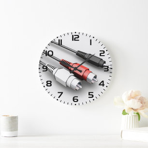Audio Cables Vintage Tech Large Clock