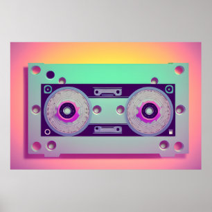 Audio cassett   Music   Retro   Digital Art    Poster