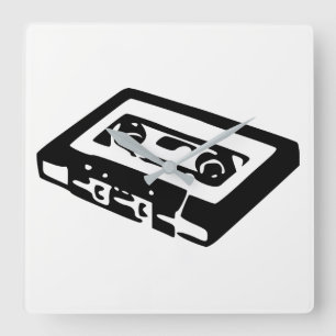 Audio Cassette Square Wall Clock