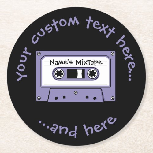 Audio Cassette Tape Round Paper Coaster