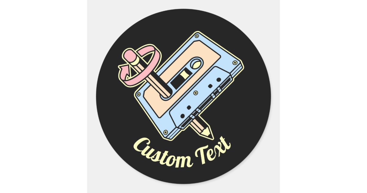 Audio Cassette with Pencil Classic Round Sticker | Zazzle