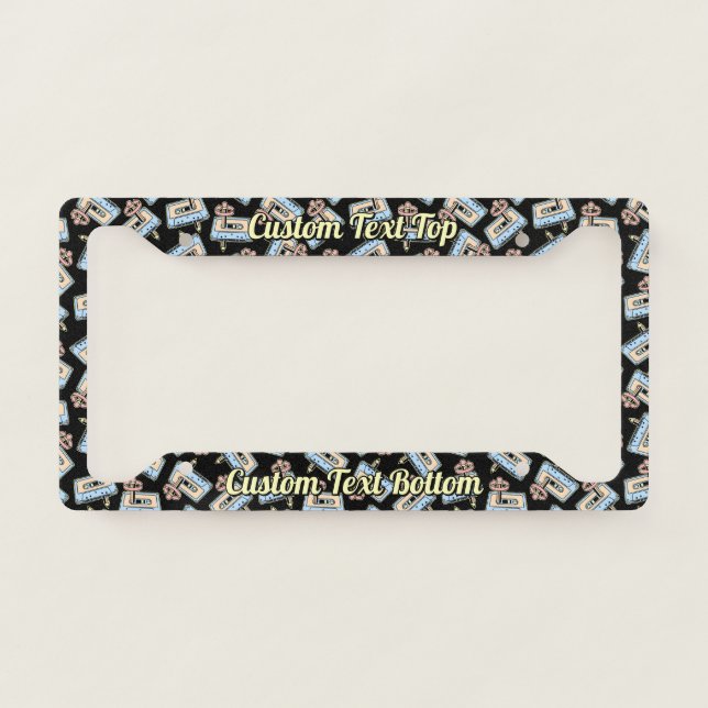 Audio Cassette with Pencil Pattern License Plate Frame (Front)